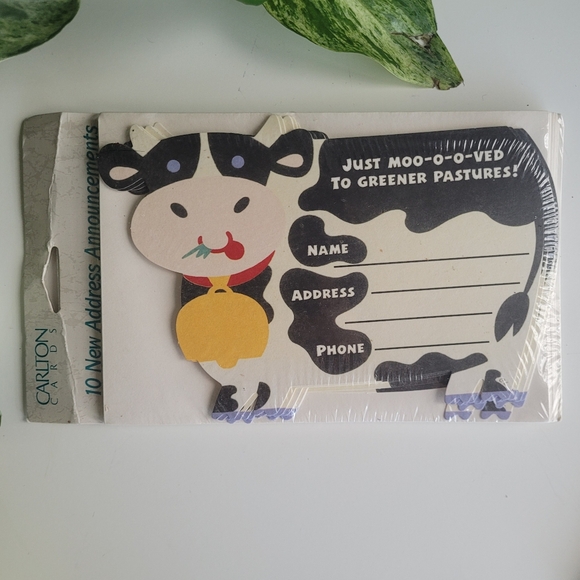 Vintage Just Moo-o-o-ved Change of Address Greeting Cards by Carlton Cards - Picture 4 of 4